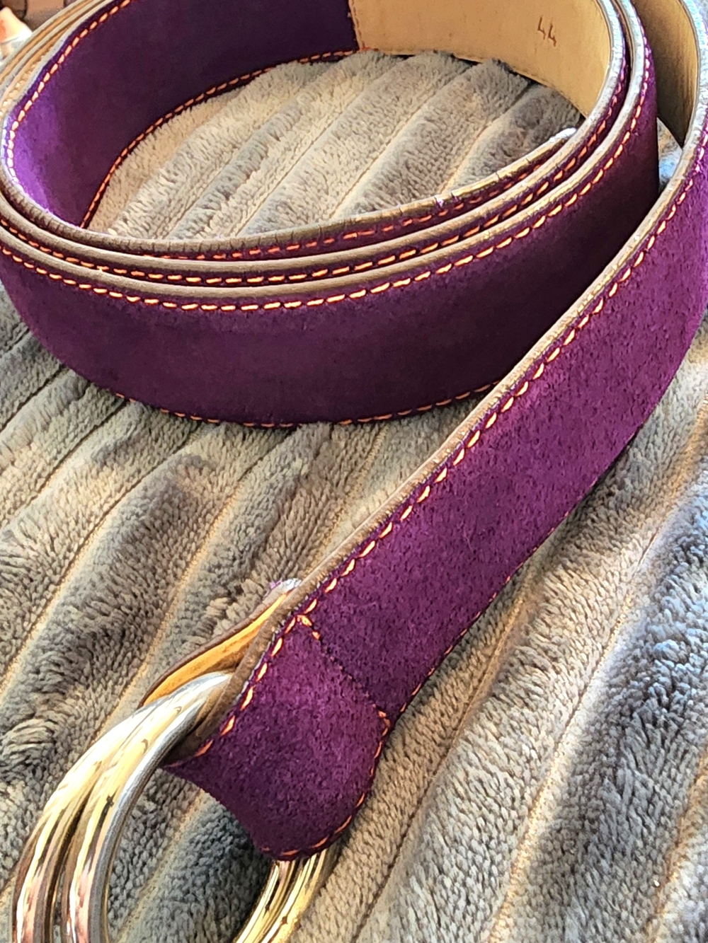 Purple Suede Men's Belt with Double Ring Buckle Paul Stuart